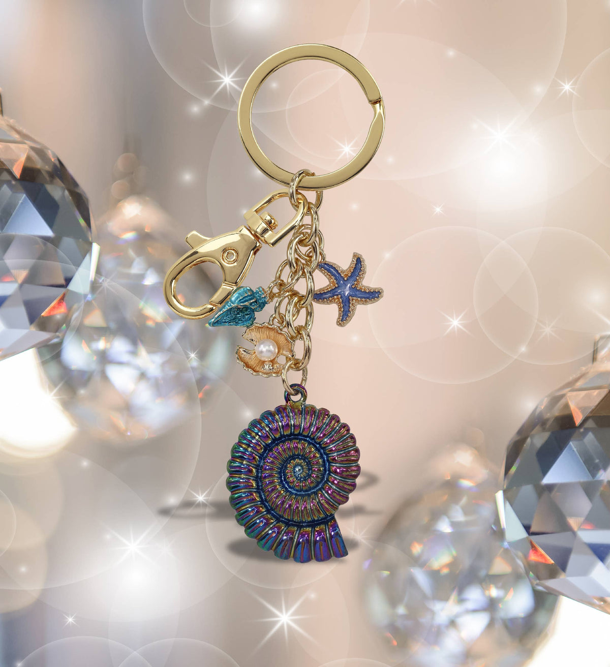 Gold Sparkling Charms - Shells