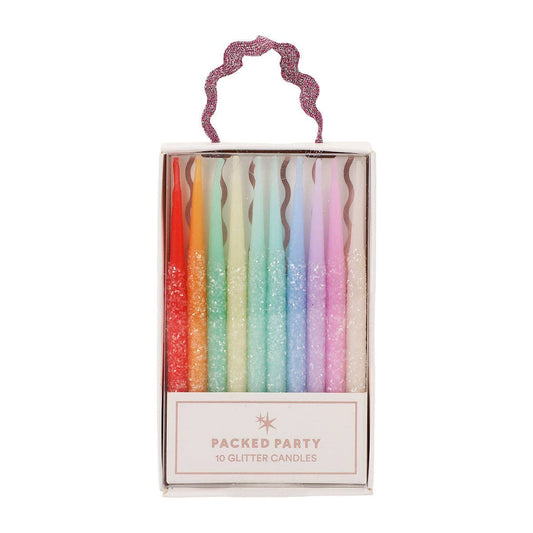 Rainbow Glitter Birthday Candles (set of 10)