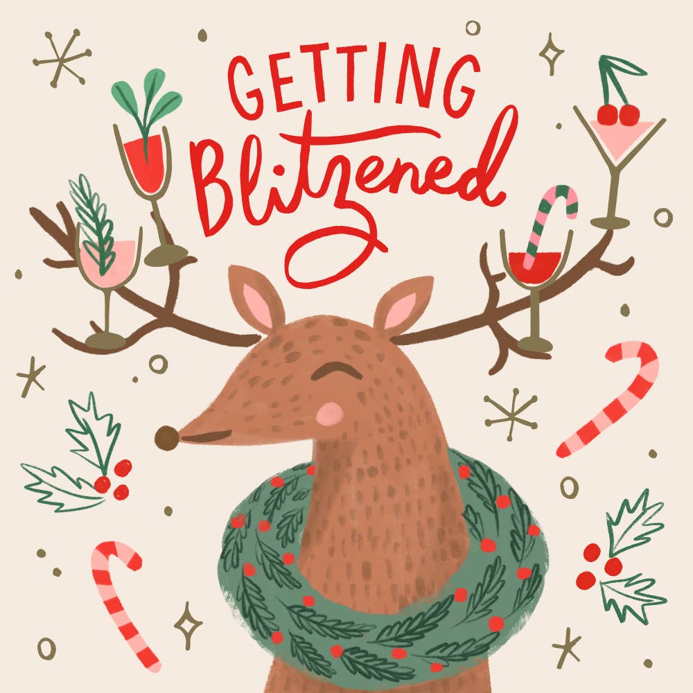 Funny Christmas Cocktail Napkins | Getting Blitzened - 20ct: Default Title