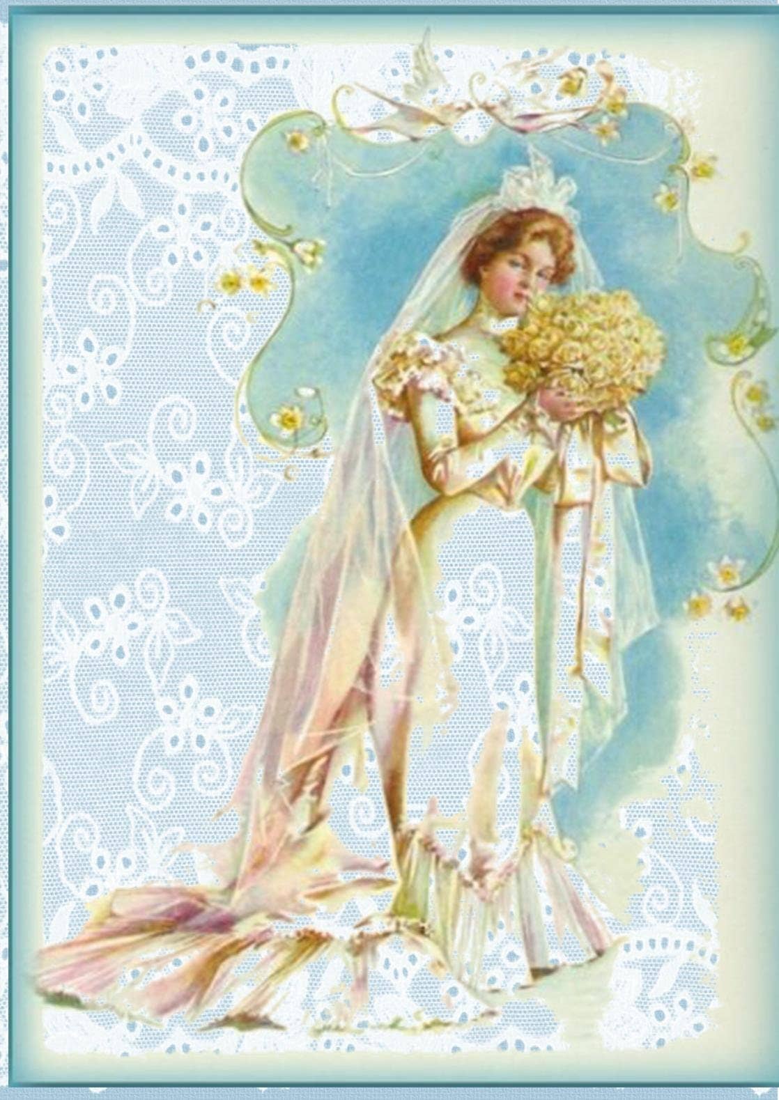 June Lovely Bride Hankie Card: White Hankie