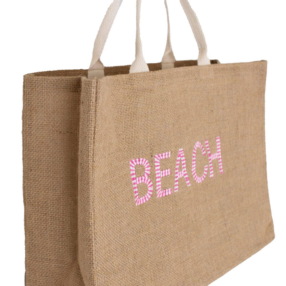 Beach Sands Tote   Natural/Pink   16.5x11.75x6