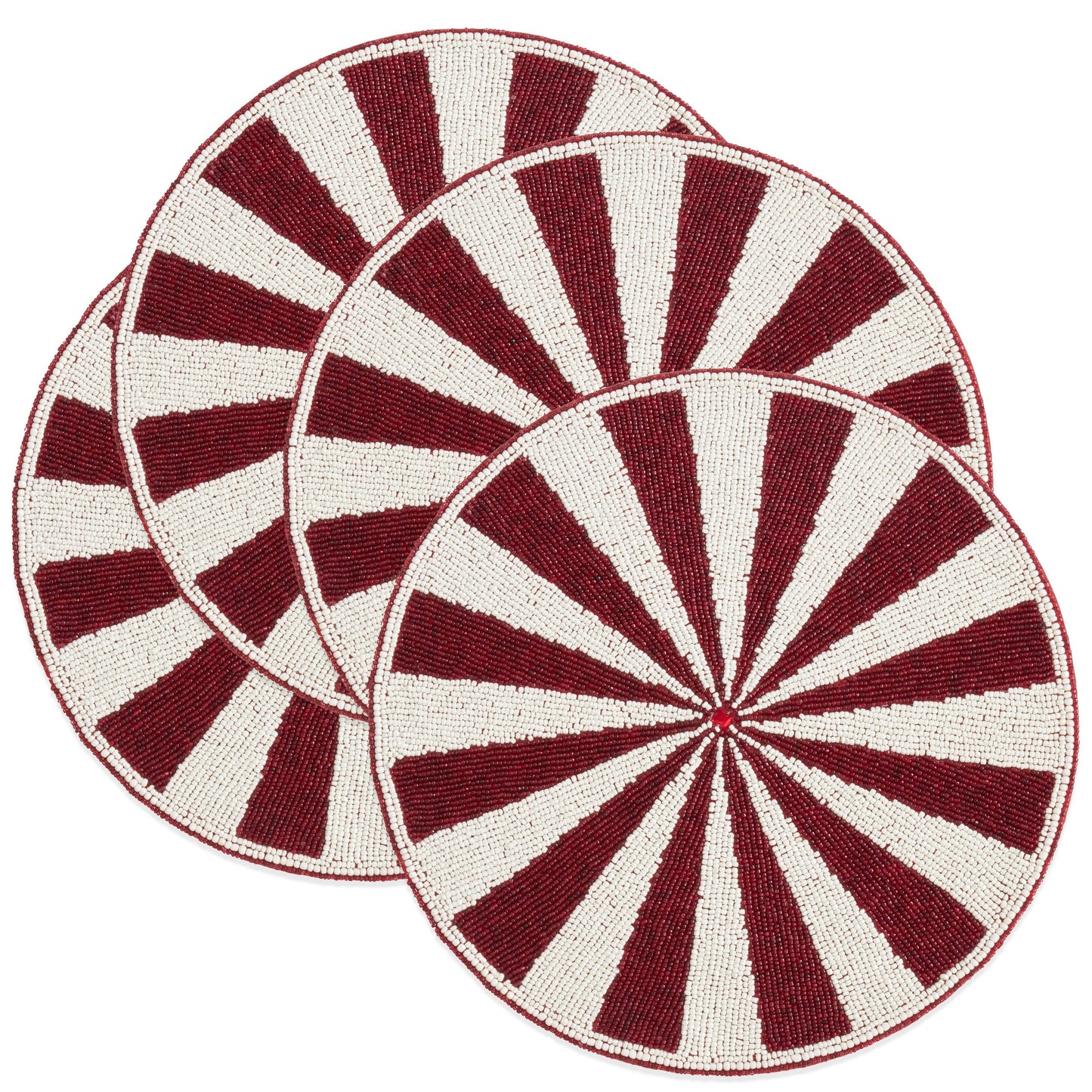 Beaded Candy Cane Placemat: Red / 15"