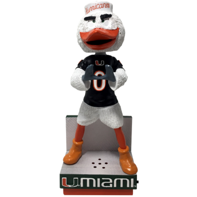 Sebastian the Ibis Miami Hurricanes Fight Song Mascot Bobbleheads: Basketball - Green Jersey