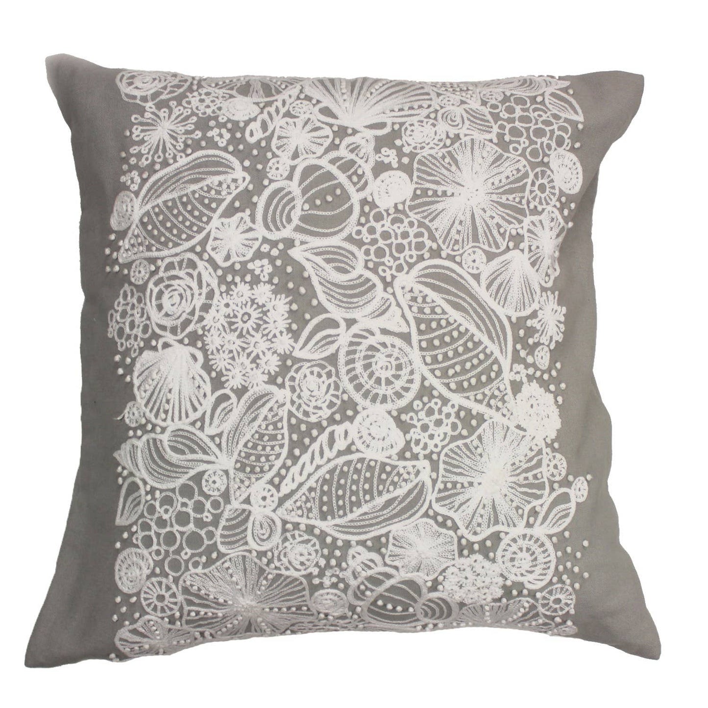 Gray Shell Embroidery Pillow