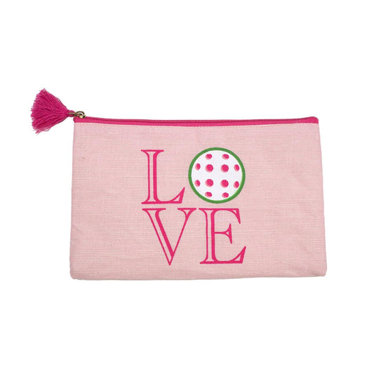 Pickleball Love Juco Cosmetic Bag   Pink/Green/White   10x6