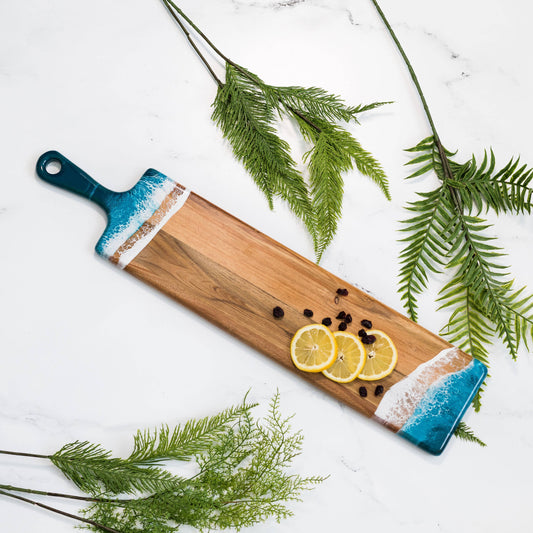Resin Cheese board / Charcuterie Board - Baguette 5"x24": Ocean Vibes