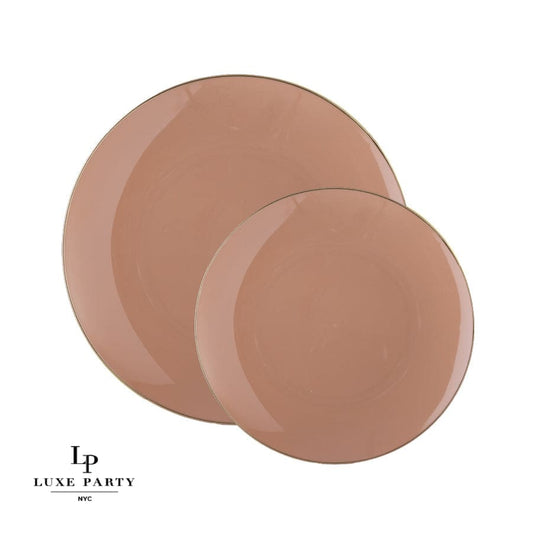 Round Clay• Gold Plastic Plates | 10 Pack: 7.25" Appetizer Plates