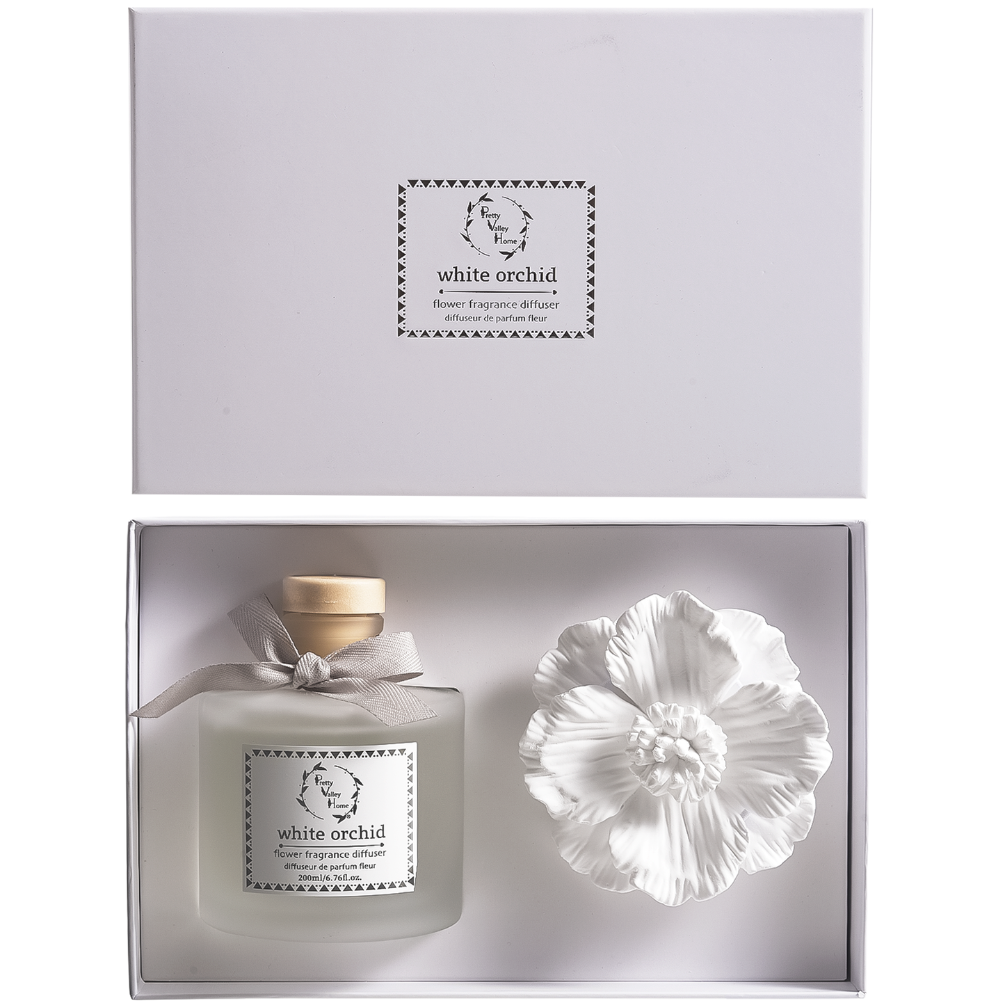 Green - Diffuser Sets Gifts Ceramic Flower (2025)-Pretty Valley Home: White Jasmine-Green