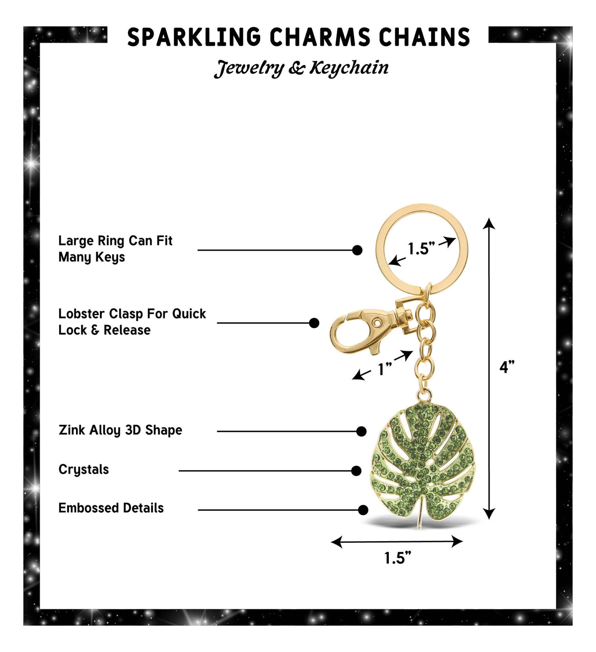 Gold Sparkling Charms - Tropical Leaf