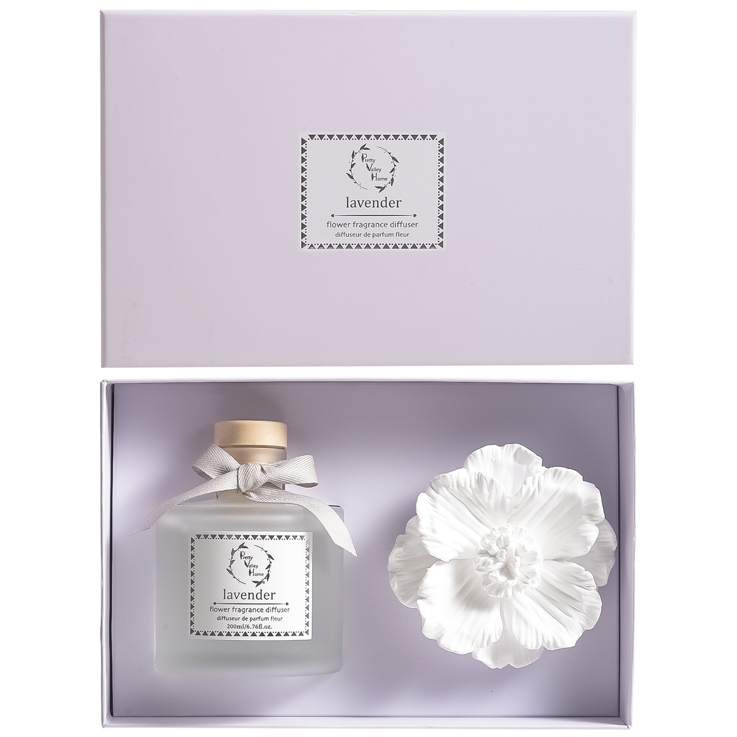 Green - Diffuser Sets Gifts Ceramic Flower (2025)-Pretty Valley Home: White Jasmine-Green