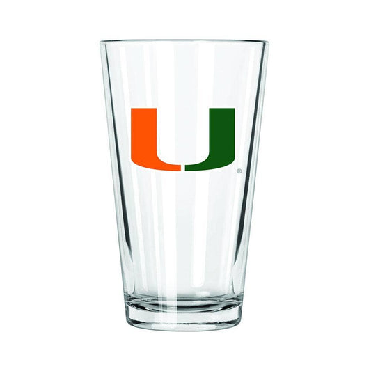16oz Pint Glass w/Color Logo, Miami Hurricanes