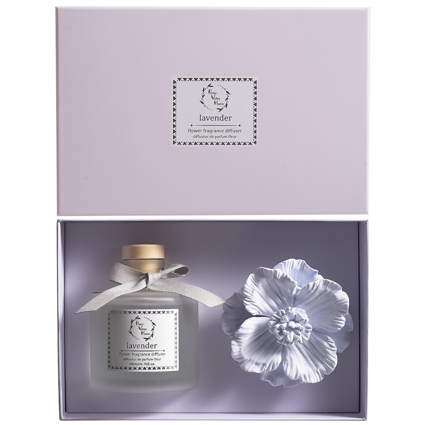 Diffuser Sets Gifts Ceramic Flower (2025)-Pretty Valley Home: White Jasmine-White