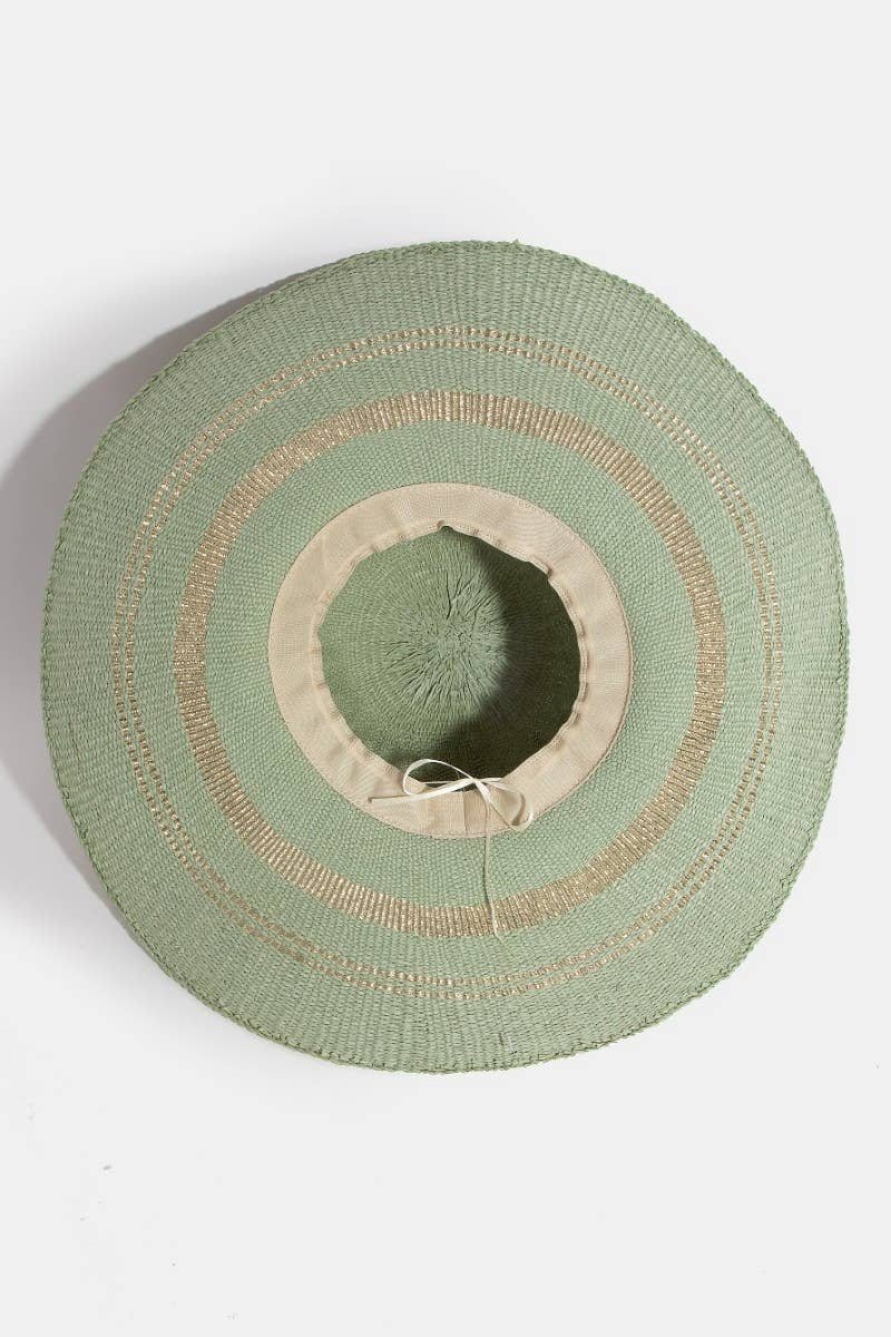 Metallic Accent Trim Floppy Sun Hat: SA