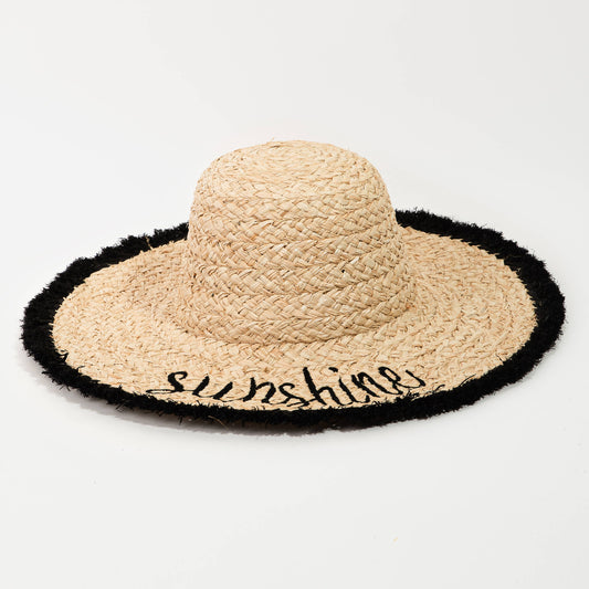 Sunshine Text Straw Hat: BK