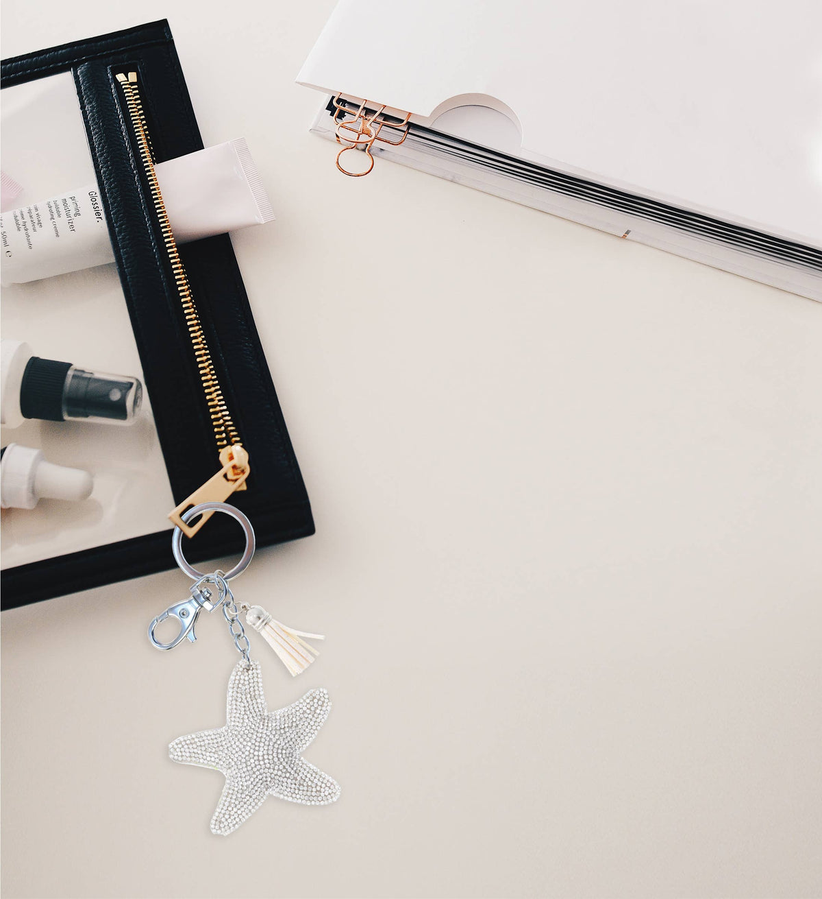 Sparkling Rhinestones Charm With Tassel - Starfish