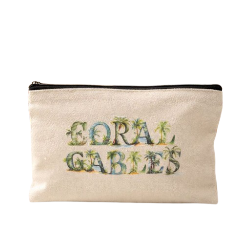"Coral Gables" Palm Tree Canvas Mini Zipper Bag