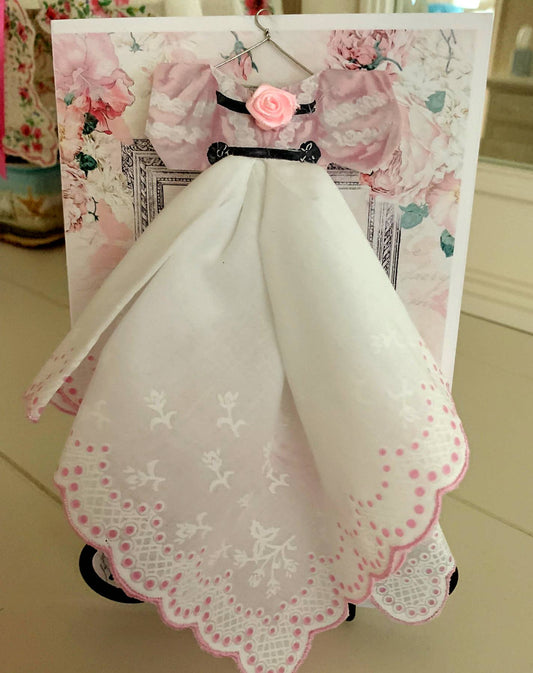 Party Dress Keepsake Hankie Card: Pink Shadow