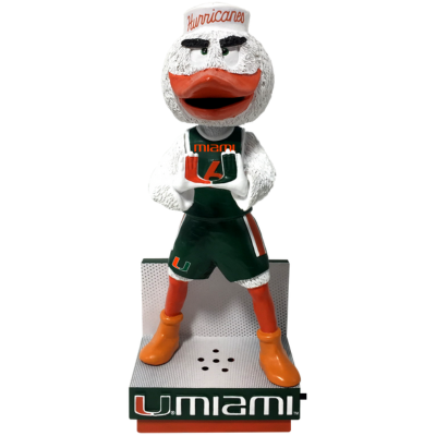 Sebastian the Ibis Miami Hurricanes Fight Song Mascot Bobbleheads: Basketball - Green Jersey