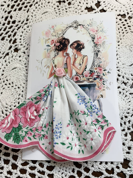 Lady in the Mirror Hankie Card: Lady 1