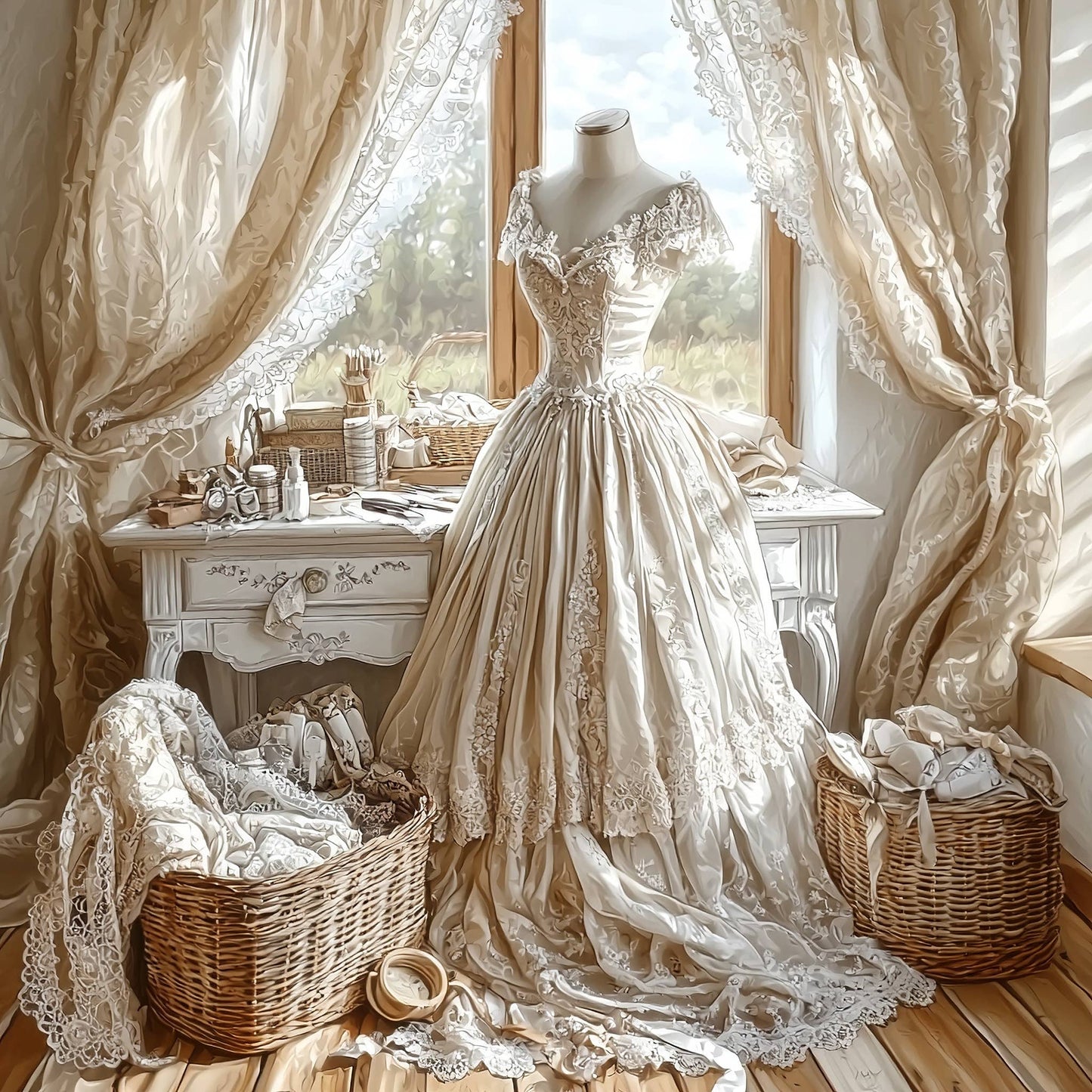 Victorian Bridal Cards: Organza Lace