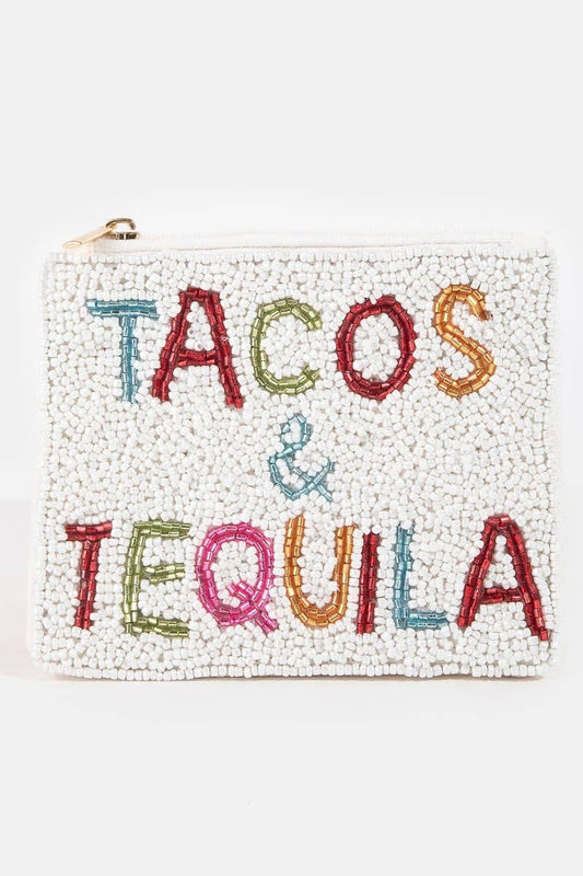 Tacos And Tequila Beaded Coin Purse: MULTI