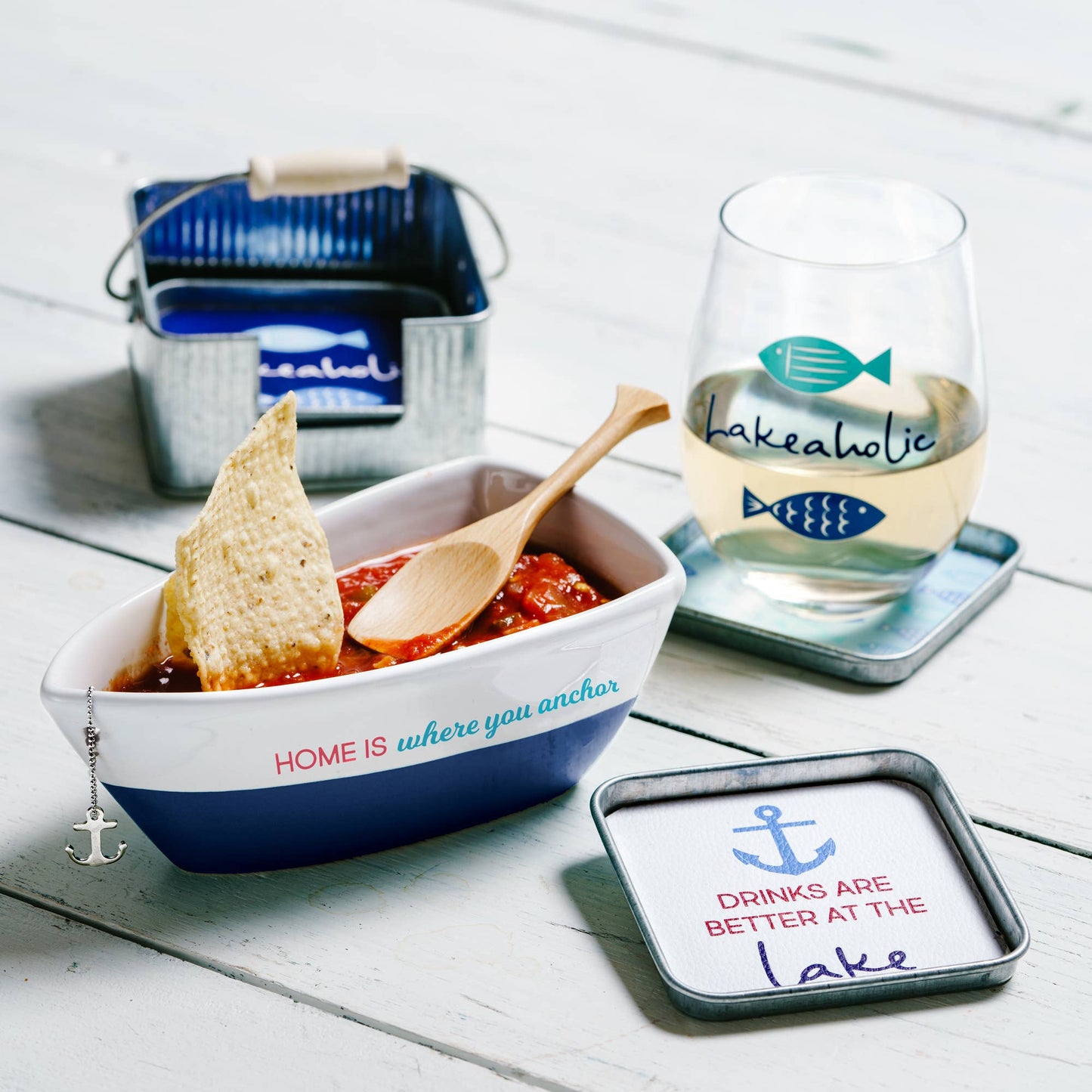 Boat Serving Dish with Oar Home - 7"
