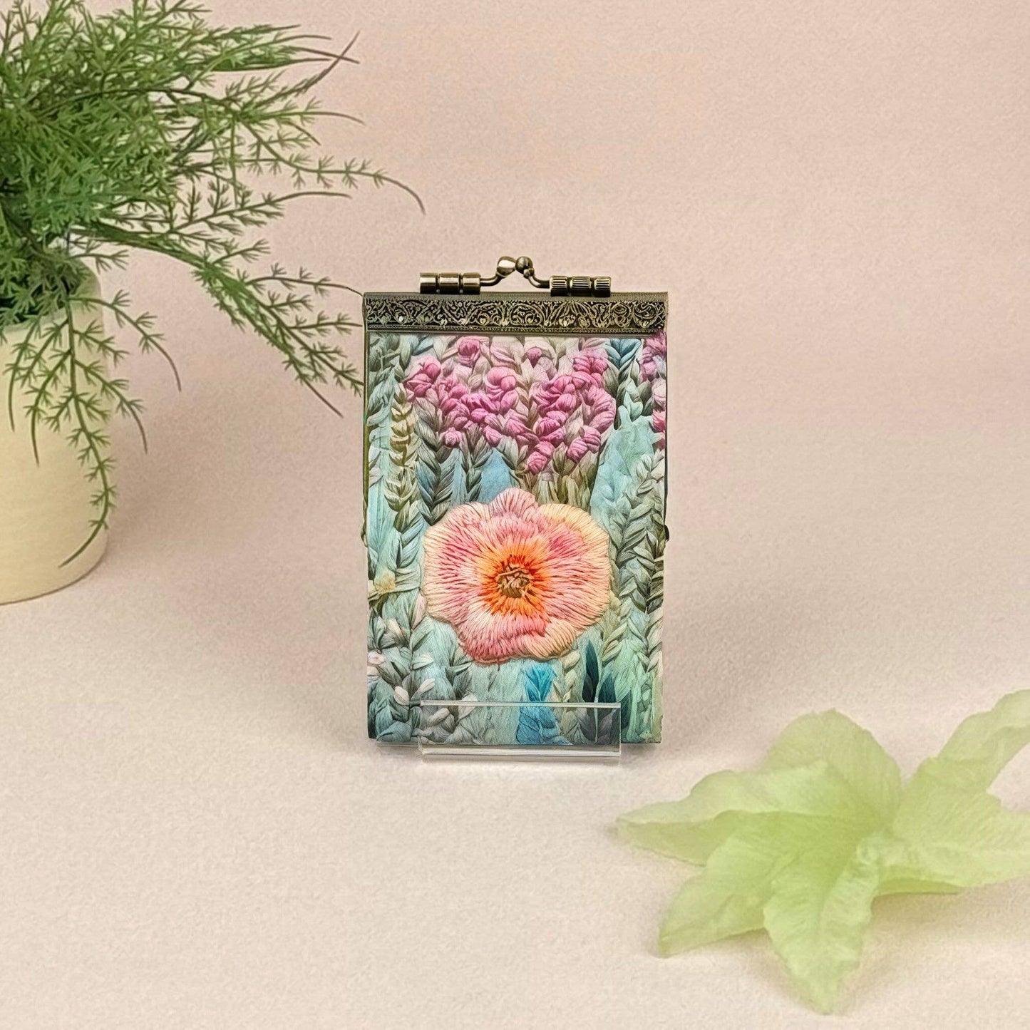 RFID Floral Embroidery Card Holder – Digital Print