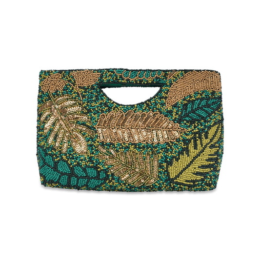 Gold Palms Half Moon Clutch