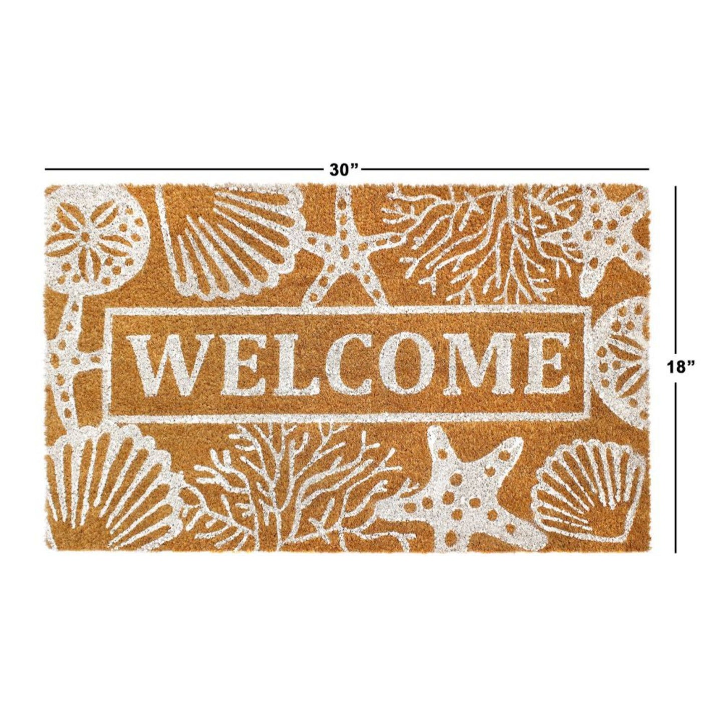 Seashells and Starfish Coir Doormat, 18" x 30"