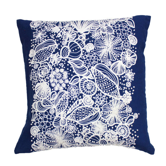 Blue Shell Embrodiery Pillow