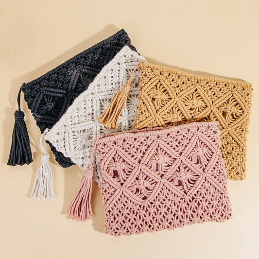 BK Crochet Clutch Tassel Bag