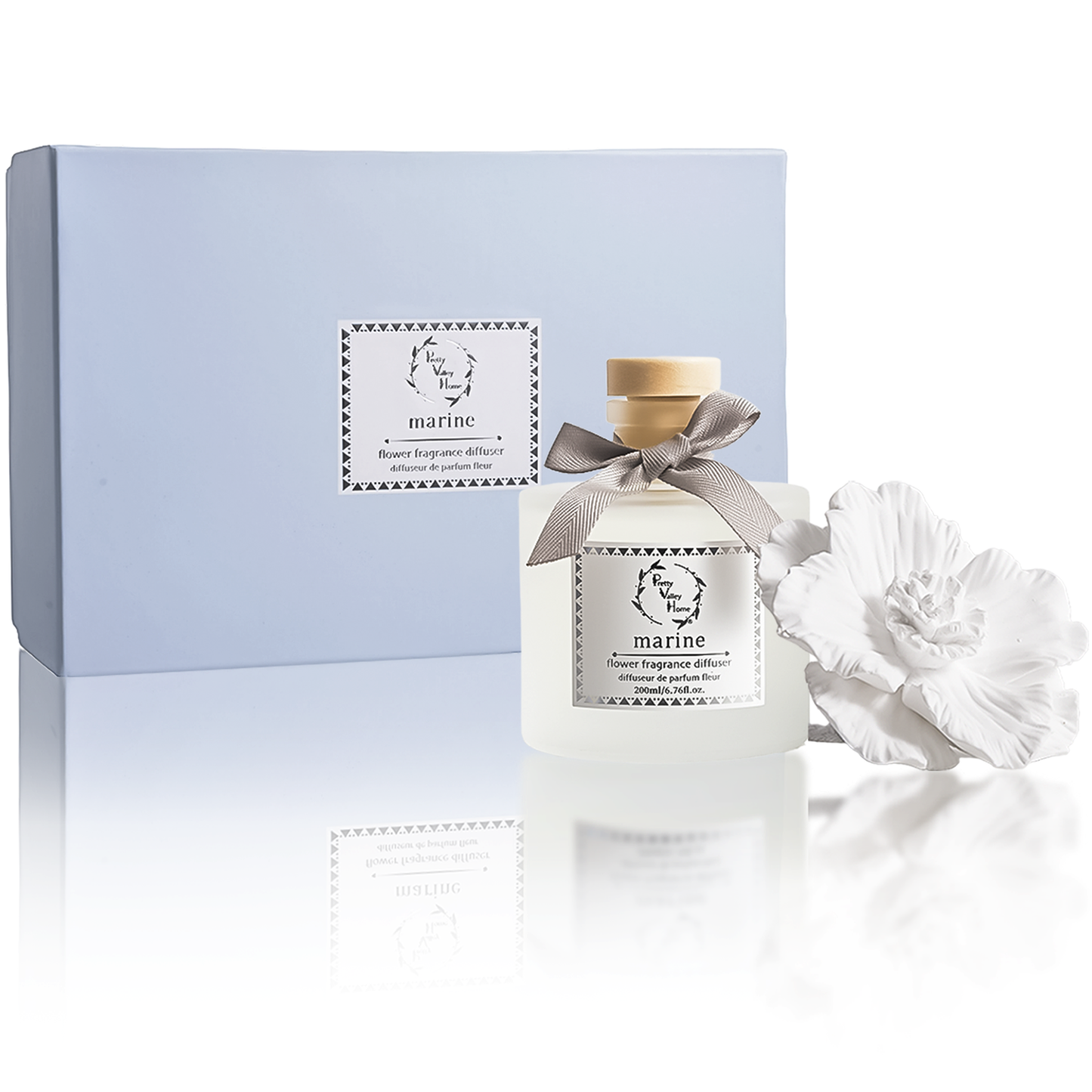 Diffuser Sets Gifts Ceramic Flower (2025)-Pretty Valley Home: White Jasmine-White