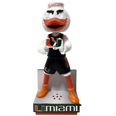 Sebastian the Ibis Miami Hurricanes Fight Song Mascot Bobbleheads: Basketball - Green Jersey