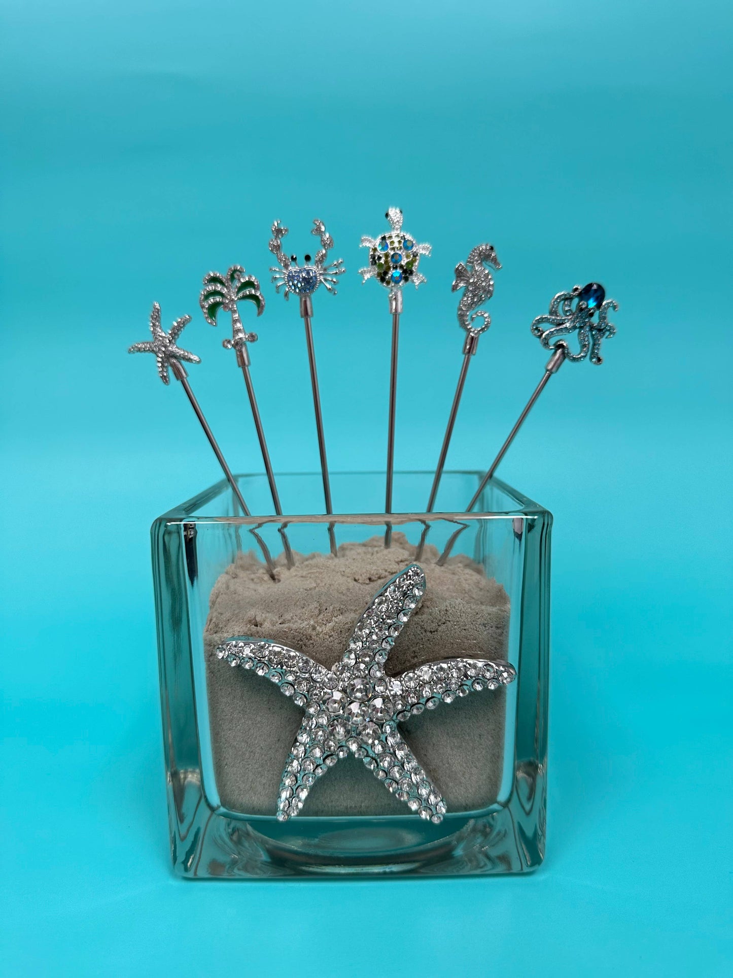 Starfish Jeweled 4x4 Candle Holder Vase