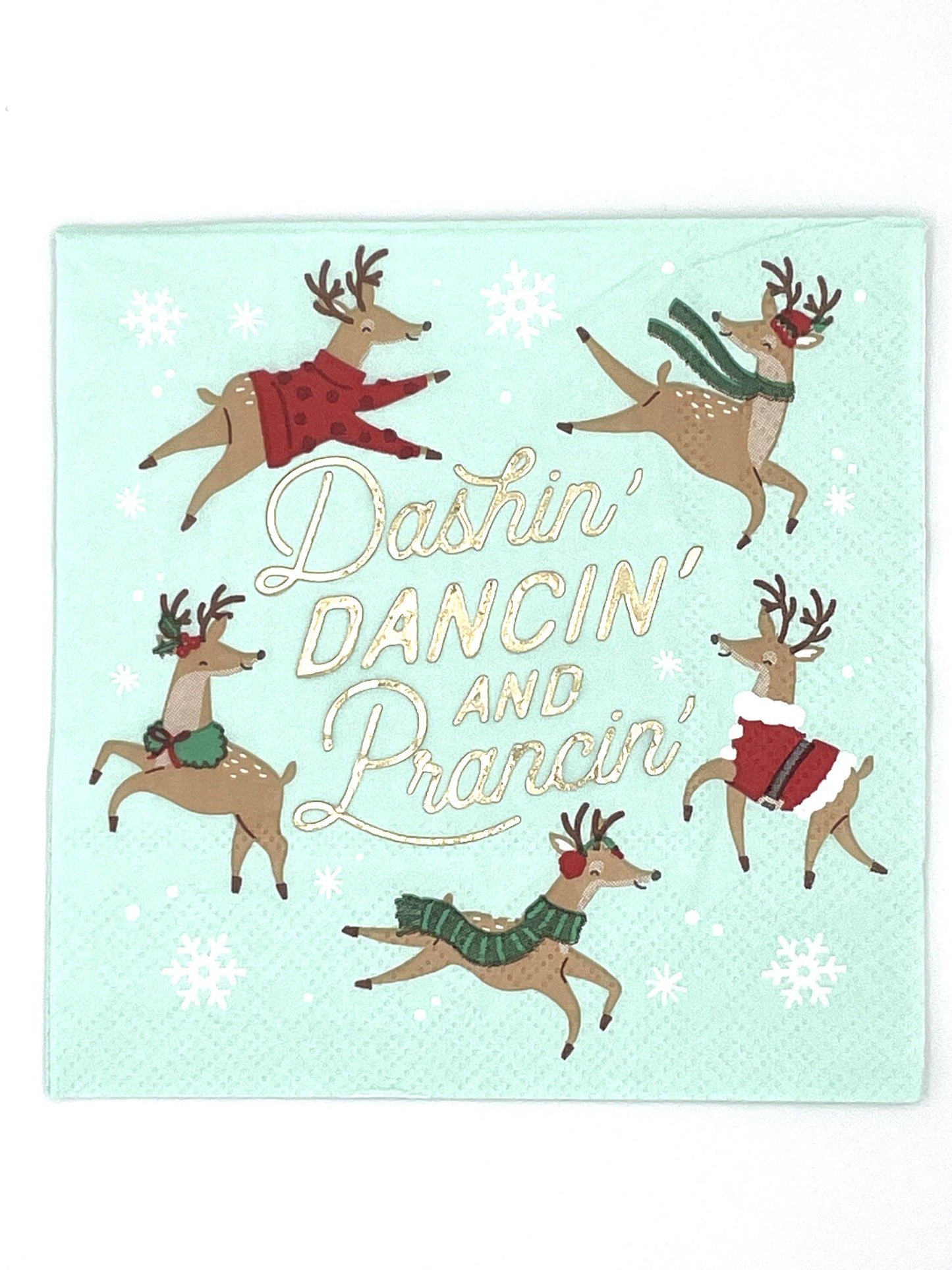 Funny Christmas Cocktail Napkins | Prancin Gold Foil - 20ct: Default Title