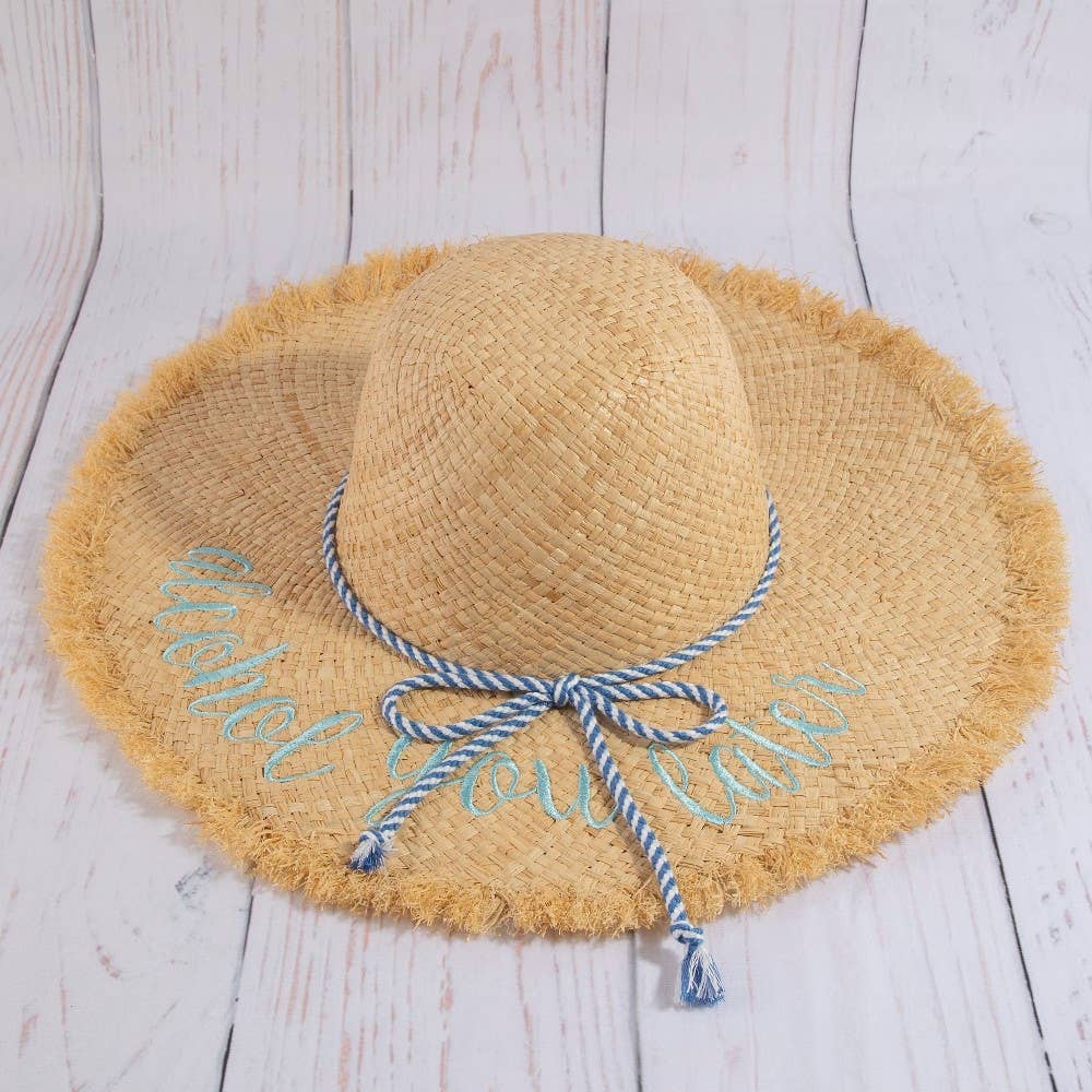 Alcohol You Later Raffia Sun Hat: BL