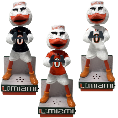 Sebastian the Ibis Miami Hurricanes Fight Song Mascot Bobbleheads: Basketball - Green Jersey