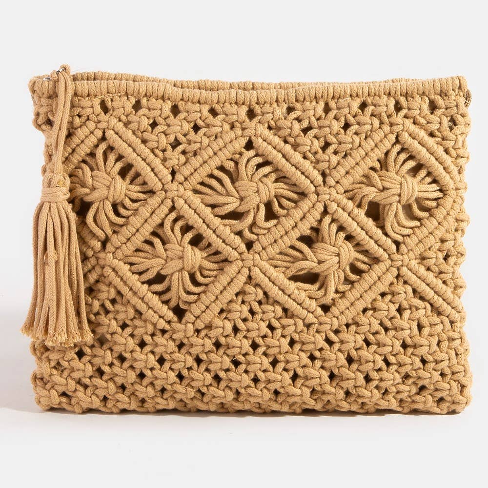 Crochet Clutch Tassel Bag: BK