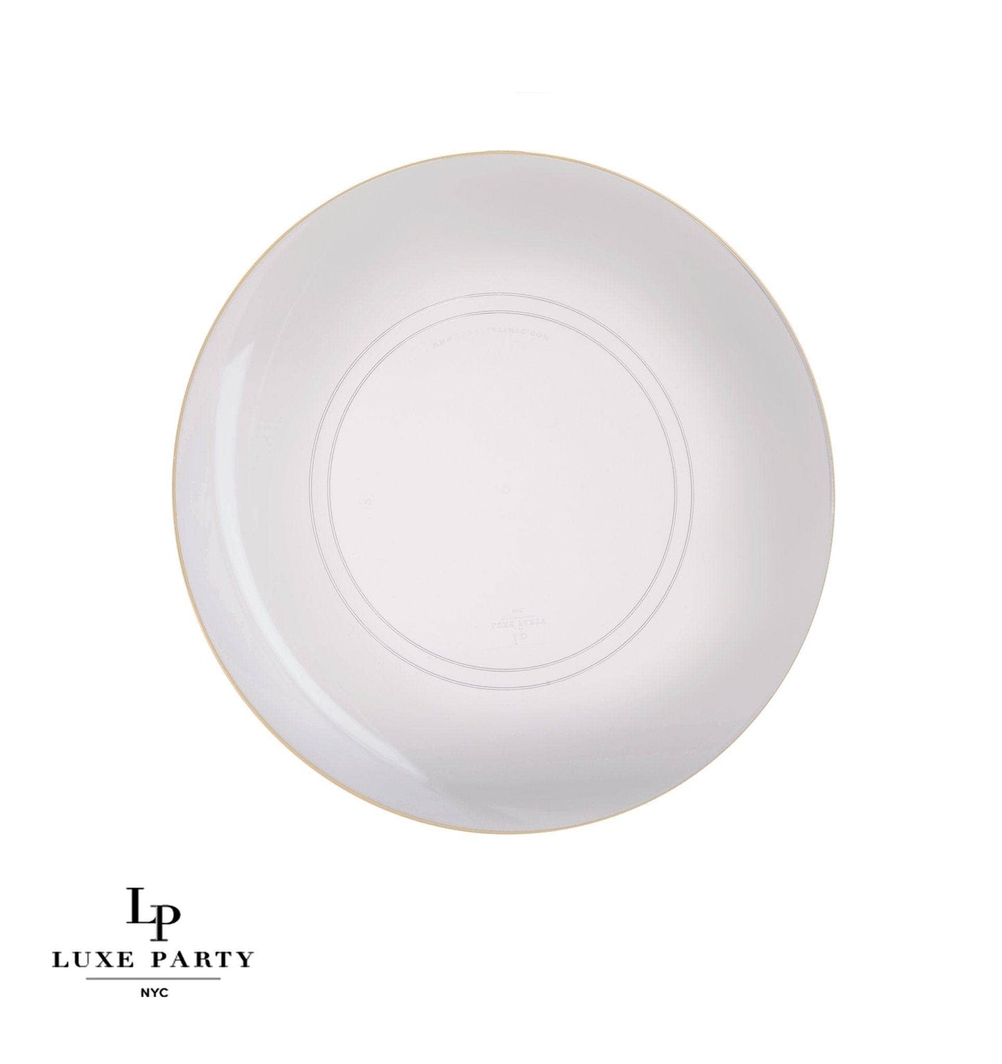 Round Clear • Gold Plastic Plates | 10 Pack: 10 Plastic Pates / 10.25" Dinner Plates