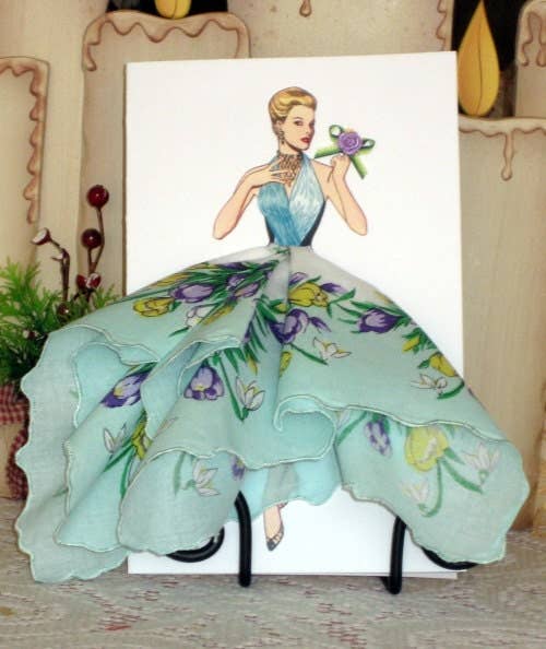 1958 Madame Gres Keepsake Hanky Card: Spring Flowers