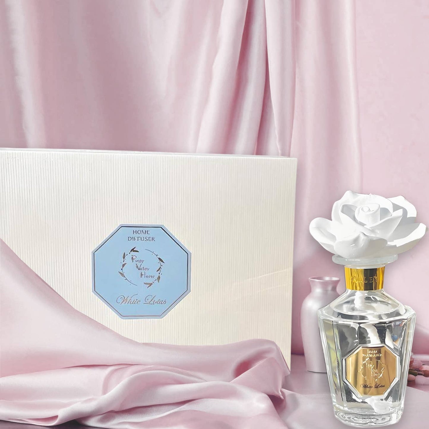 Reed Diffuser Sets !! NEW!! Vintage Rose Ceramic Diffuser: (White Lotus)