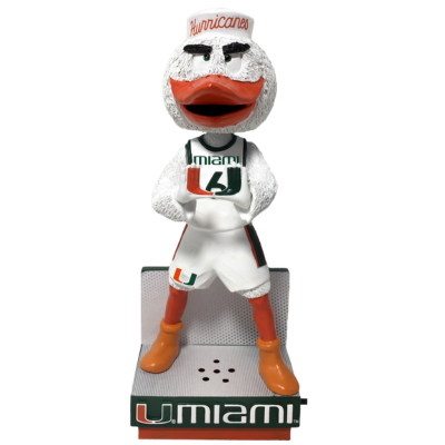 Sebastian the Ibis Miami Hurricanes Fight Song Mascot Bobbleheads: Basketball - Green Jersey