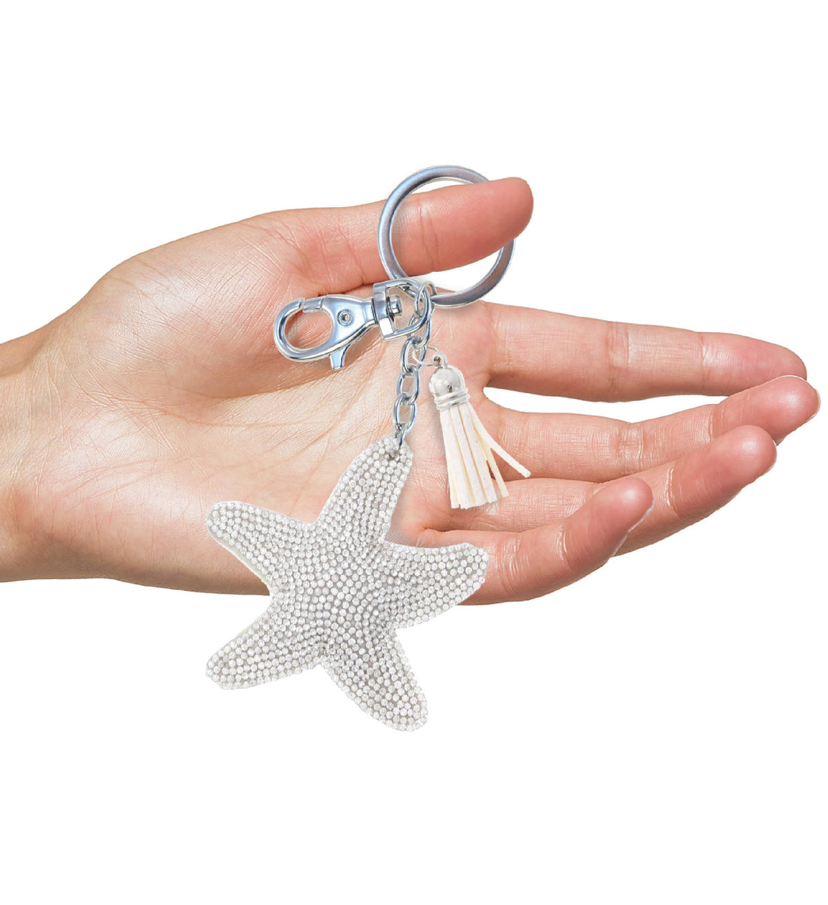 Sparkling Rhinestones Charm With Tassel - Starfish