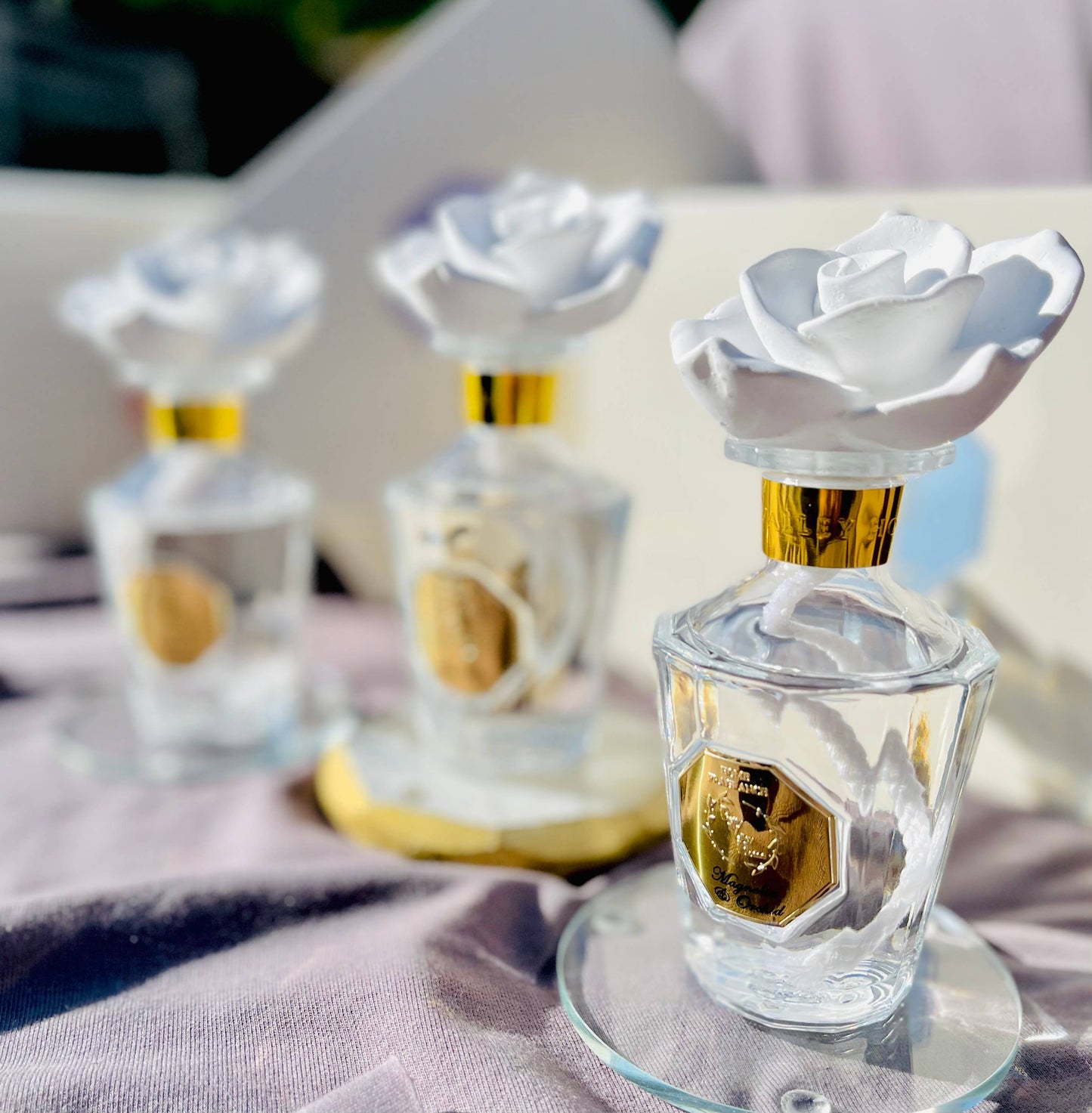 Reed Diffuser Sets !! NEW!! Vintage Rose Ceramic Diffuser: (White Lotus)