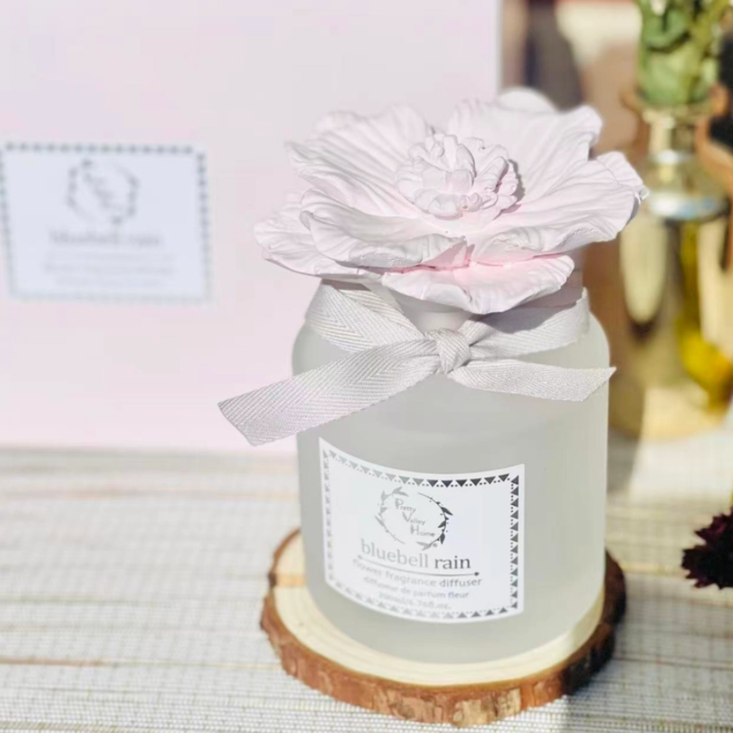 Green - Diffuser Sets Gifts Ceramic Flower (2025)-Pretty Valley Home: White Jasmine-Green