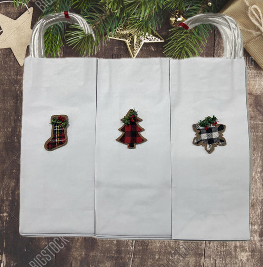 Tall White Ornament Gift/Wine Bags
