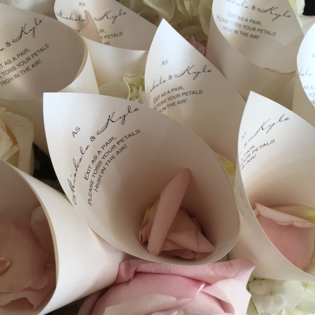 Wedding Petal Favor Cones with Verse (Quartz)