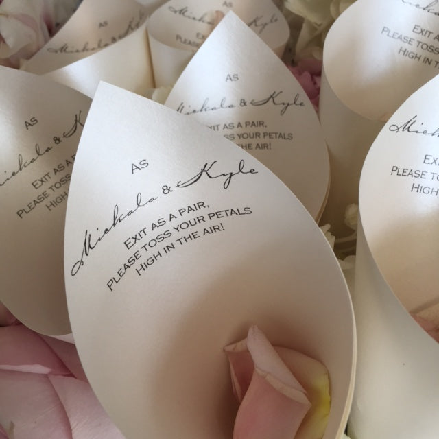 Wedding Petal Favor Cones with Verse (Quartz)