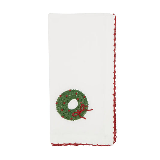 Whip Stitch Wreath Napkin: White / 18"