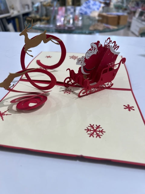 Pop-Up Xmas Cards 3-RED : ECRU